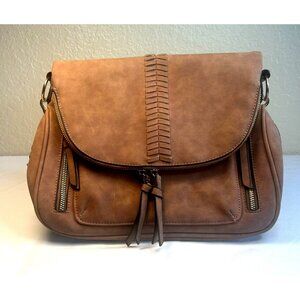 Violet Ray Kimmie Brown Flap Faux Leather Crossbody Bag Purse Western